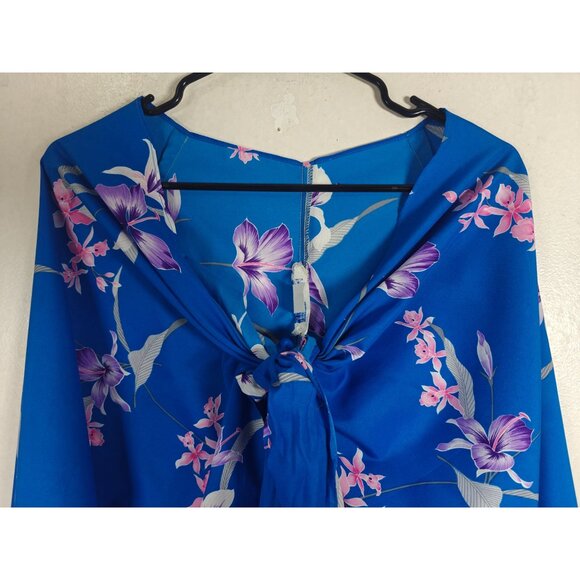 Vintage Andrade Swim Cover Up Dress Tie Front Floral Hawaiian USA Resort Wear - Picture 4 of 7